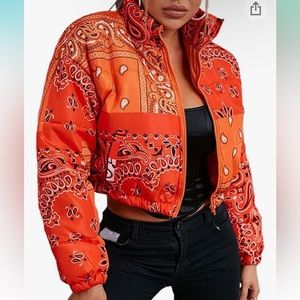 Orange bomber/puffer jacket